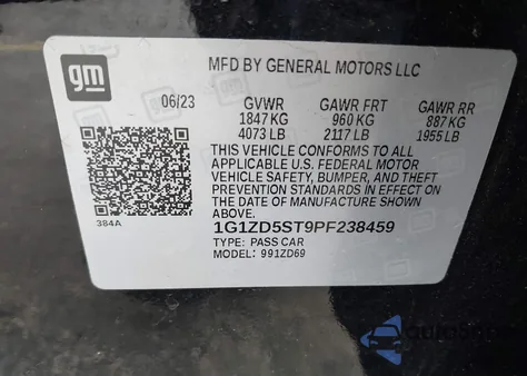 2023 Chevrolet Malibu Fwd 1Lt from USA, damaged, VIN 1G1ZD5ST9PF238459